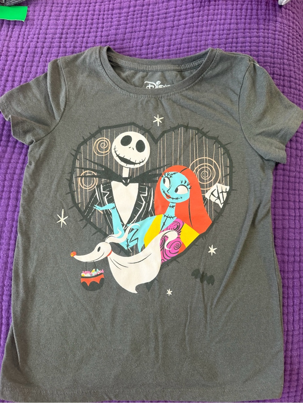 Disney Gray Kids Tee The Nightmare Before Christmas Jack, Sally & Zero